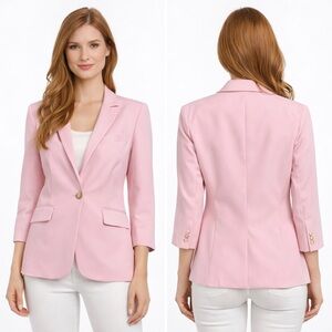 Veronica Beard Pink Dickey Blazer Size 8 One Button Cutaway Jacket